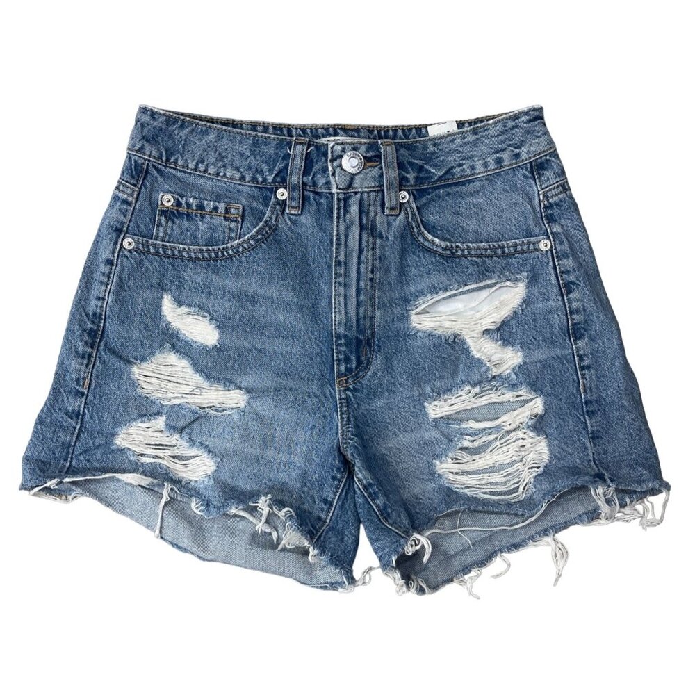 Garage Denim Women's Mom Shorts High Rise Distressed Blue Size 26/3